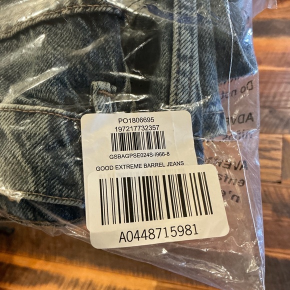 Good American Good Extreme Barrel Jeans High Rise Balloon Fit Indigo Blue Size 8 - Picture 15 of 16